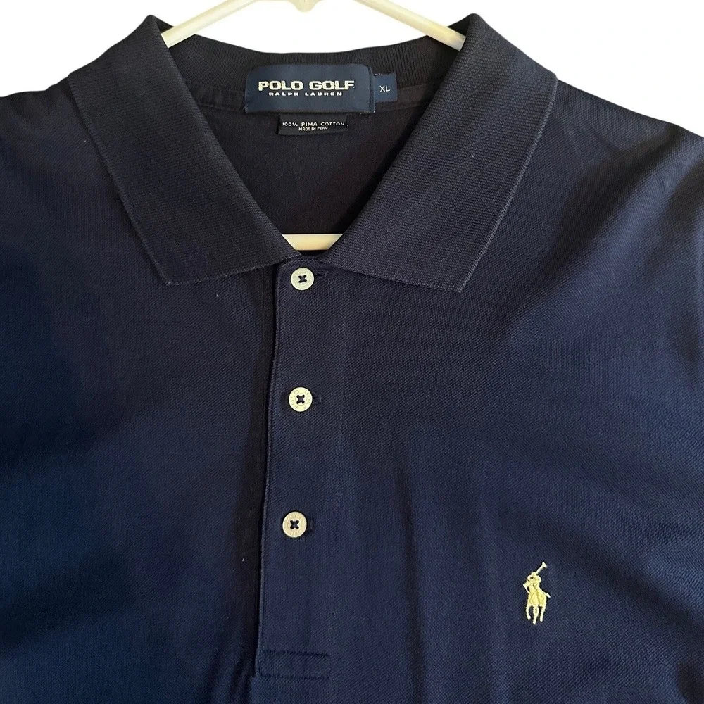 Polo Golf Ralph Lauren Navy Blue Pima Cotton Short Sleeve Polo Shirt Men's XL